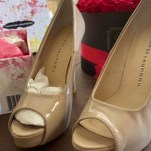 Chinese Laundry Nude Peek Toe Patent size 6